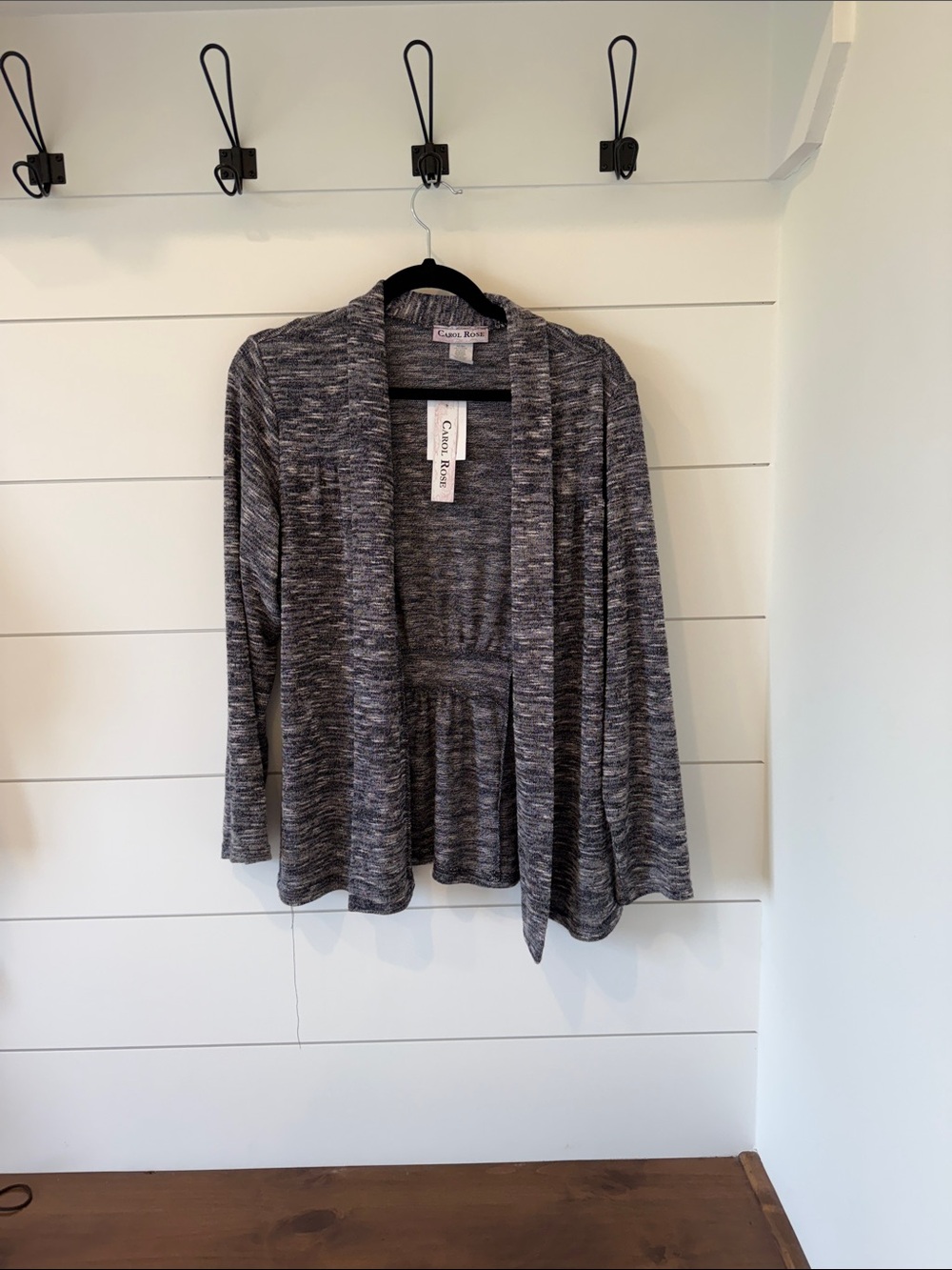 Carol Rose NWT Marled Gray Open Knit Cardigan Size L